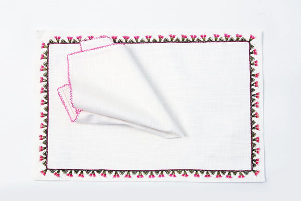 Bells Handmade Needle Lace Place Mat Set
