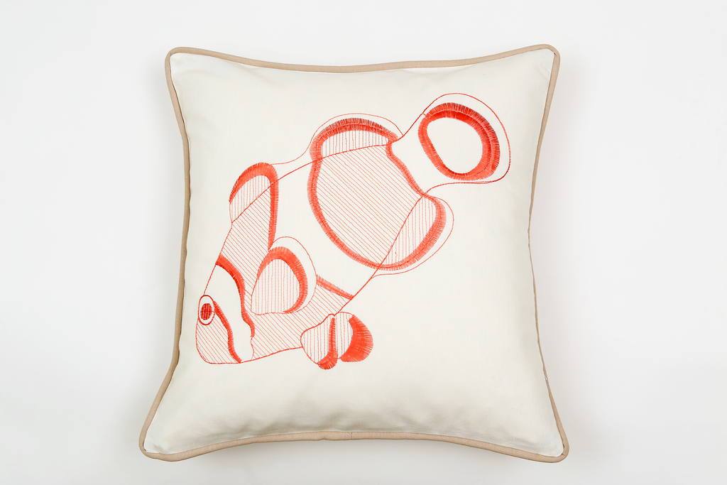 Clownfish Pillow in Coral