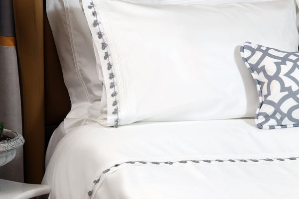 Grey Petite Handmade Lace Duvet Cover Set