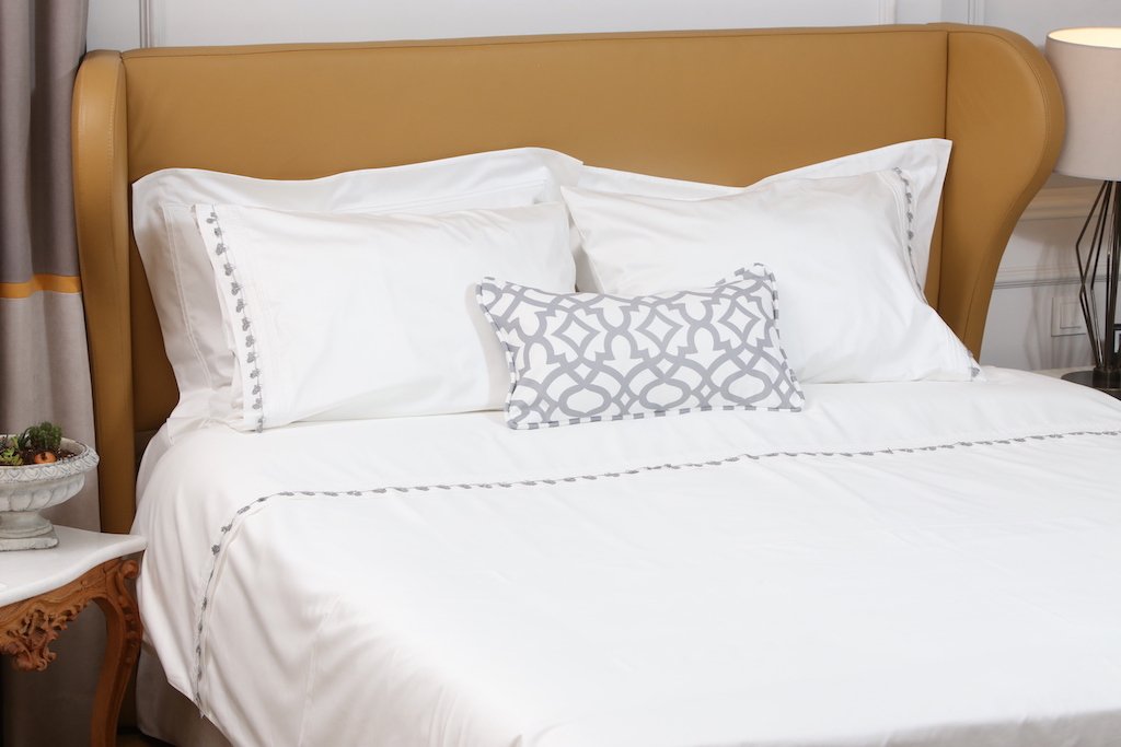 Grey Petite Handmade Lace Duvet Cover Set styling