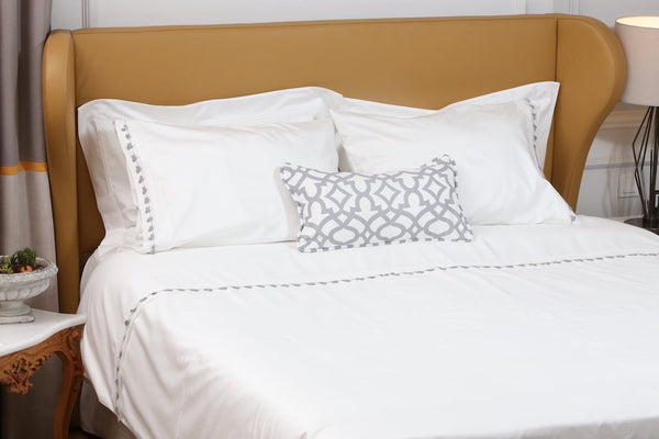 Grey Petite Handmade Lace Duvet Cover Set styling