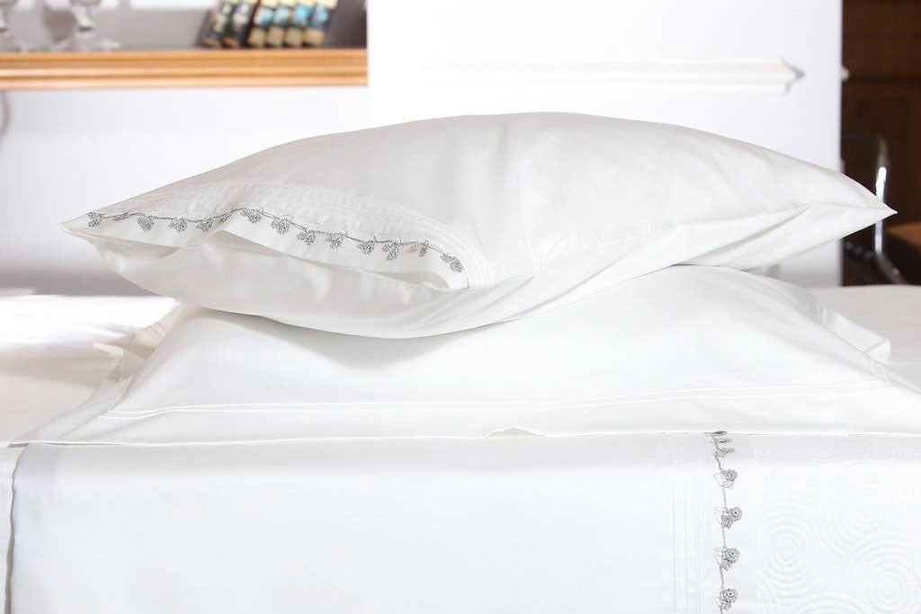 Grey Petite Handmade Lace Organic Cotton Sheet Set