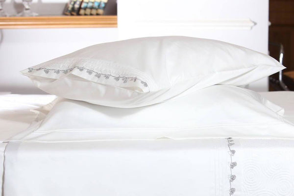 Grey Petite Handmade Lace Organic Cotton Sheet Set