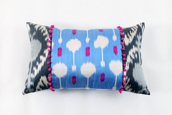 Ikat Pompom Pillow