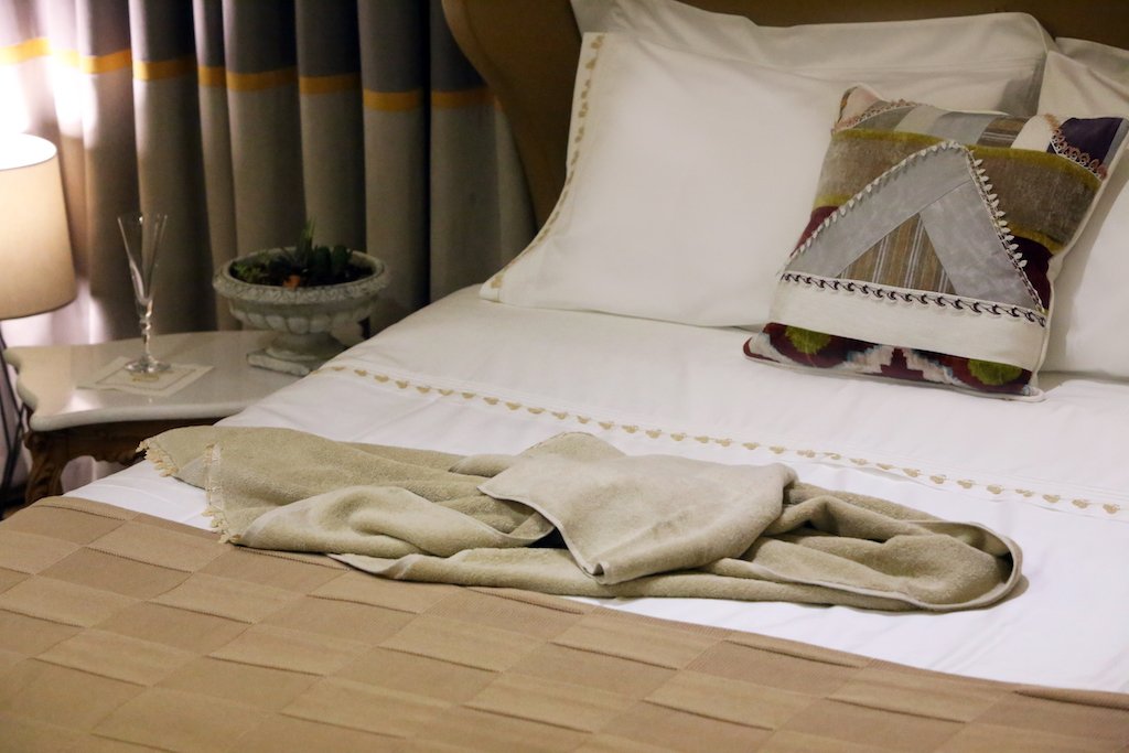 Mocha Petite Handmade Lace Duvet Cover Set styling