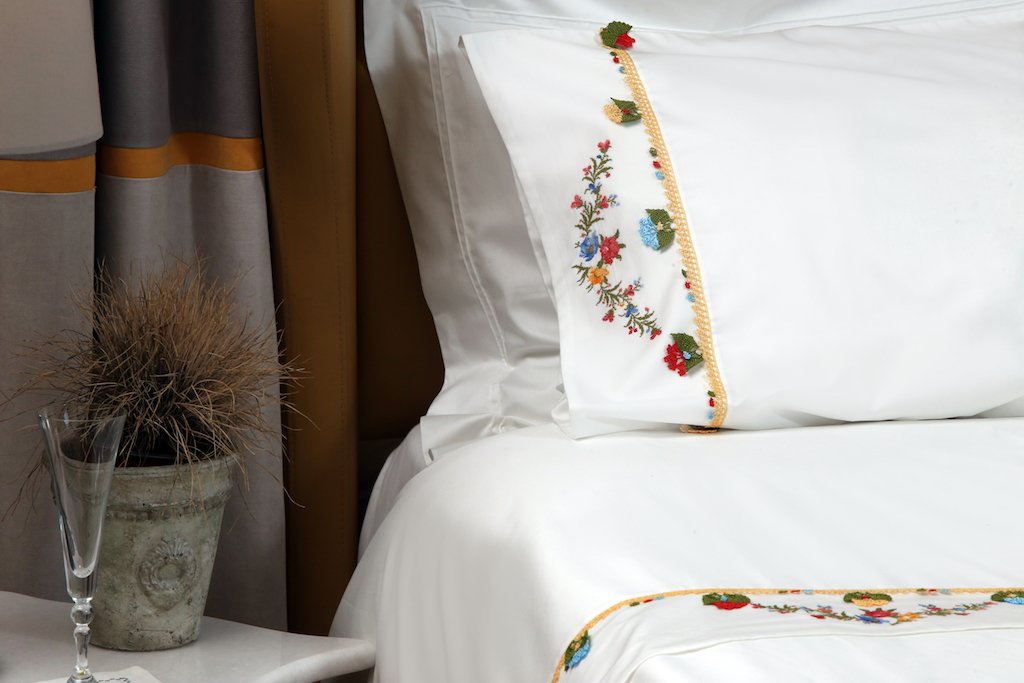 Red Daisy Handmade Needle Lace Duvet Cover Set