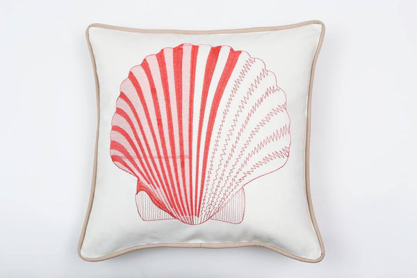 Scallop Pillow in Coral