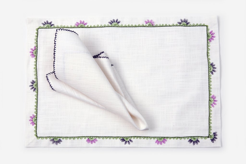 Sunset Handmade Needle Lace Place Mat Set