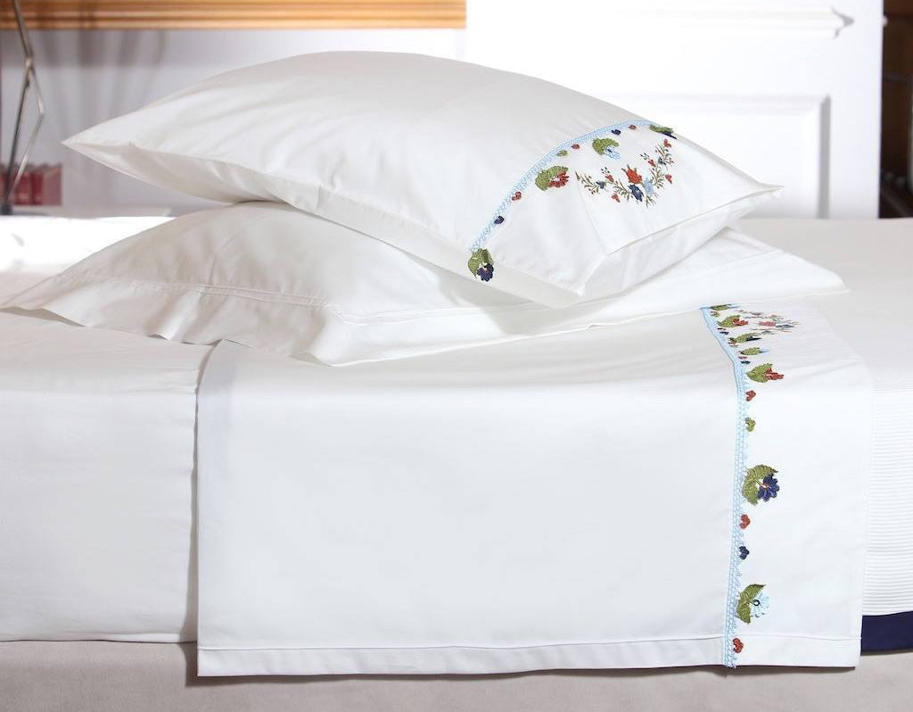 Blue Joy Handmade Lace Organic Cotton Sheet Set