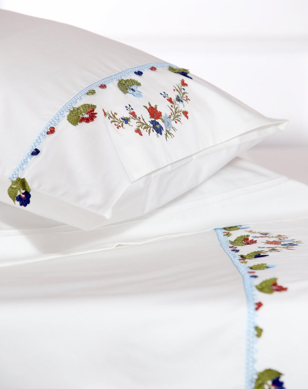 Blue Joy Handmade Lace Organic Cotton Sheet Set