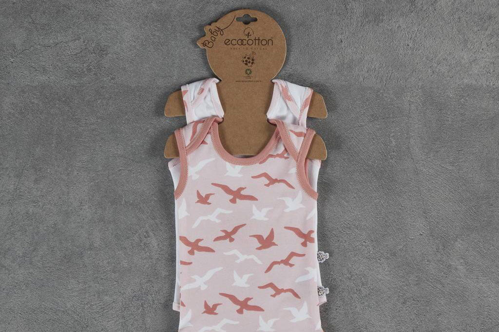 Crane Sleeveless Bodysuit Set-Pink