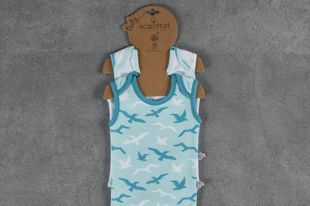 Crane Sleeveless Bodysuit Set-Turquoise