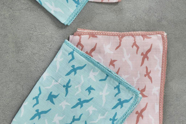Crane Swaddle and Burp Cloth Set