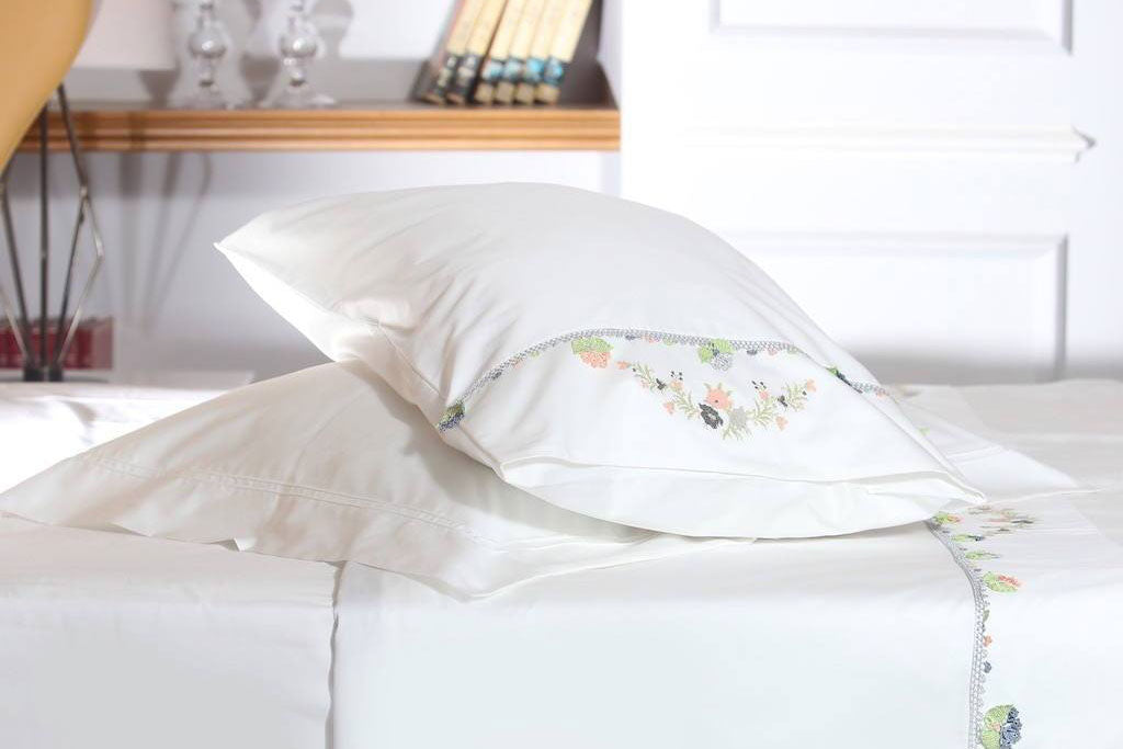 Grey Joy Handmade Lace Organic Cotton Sheet Set