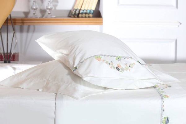 Grey Joy Handmade Lace Organic Cotton Sheet Set