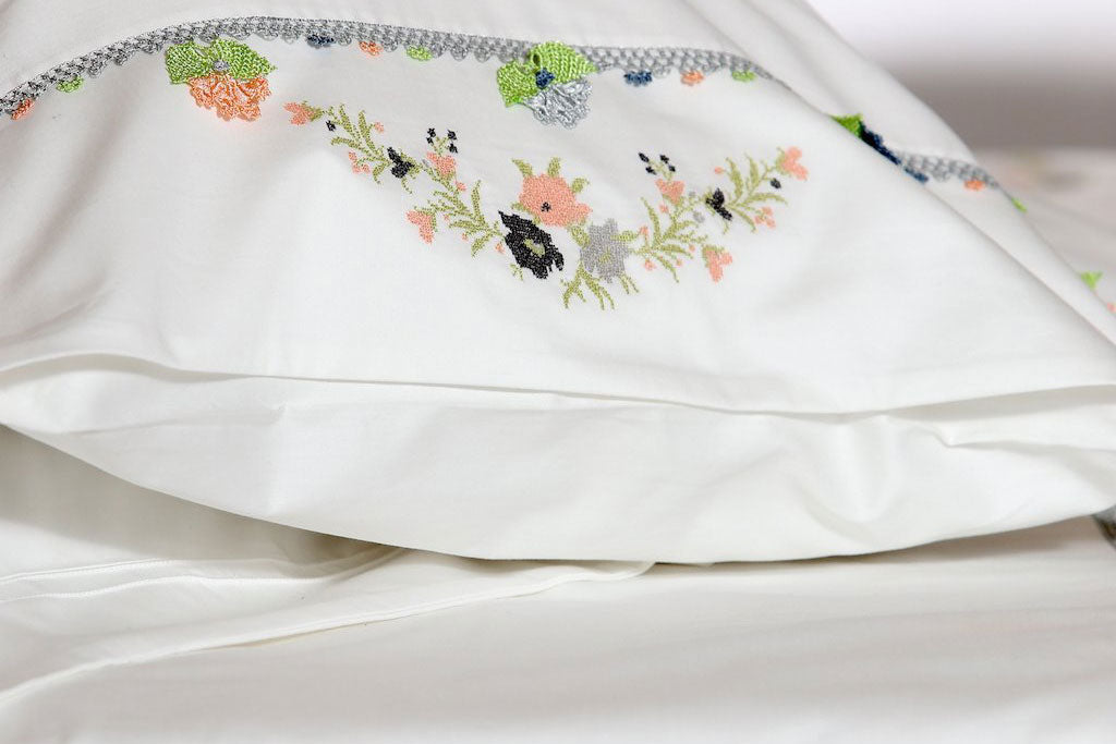 Grey Joy Handmade Lace Organic Cotton Sheet Set