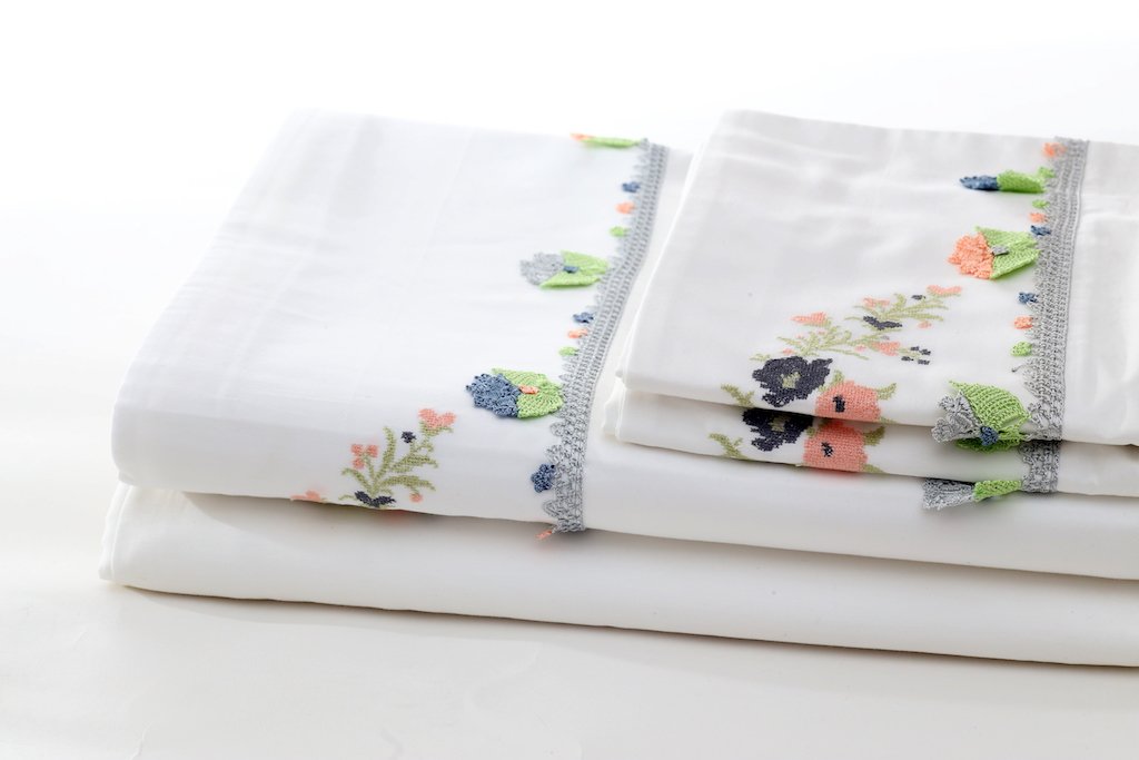 grey joy sheet set folded