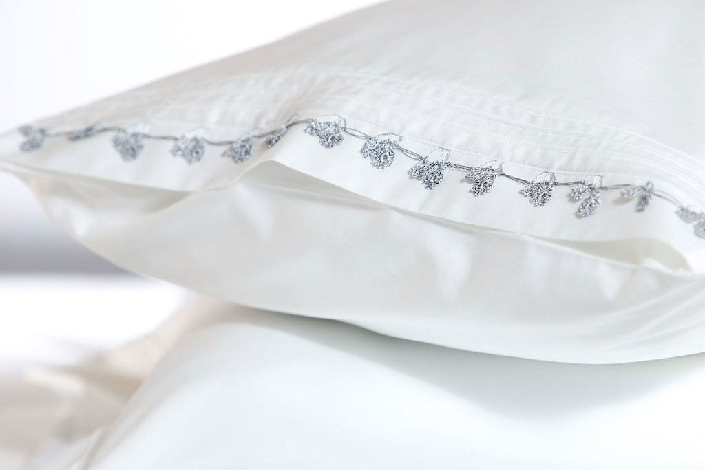 Grey Petite Handmade Lace Organic Cotton Sheet Set