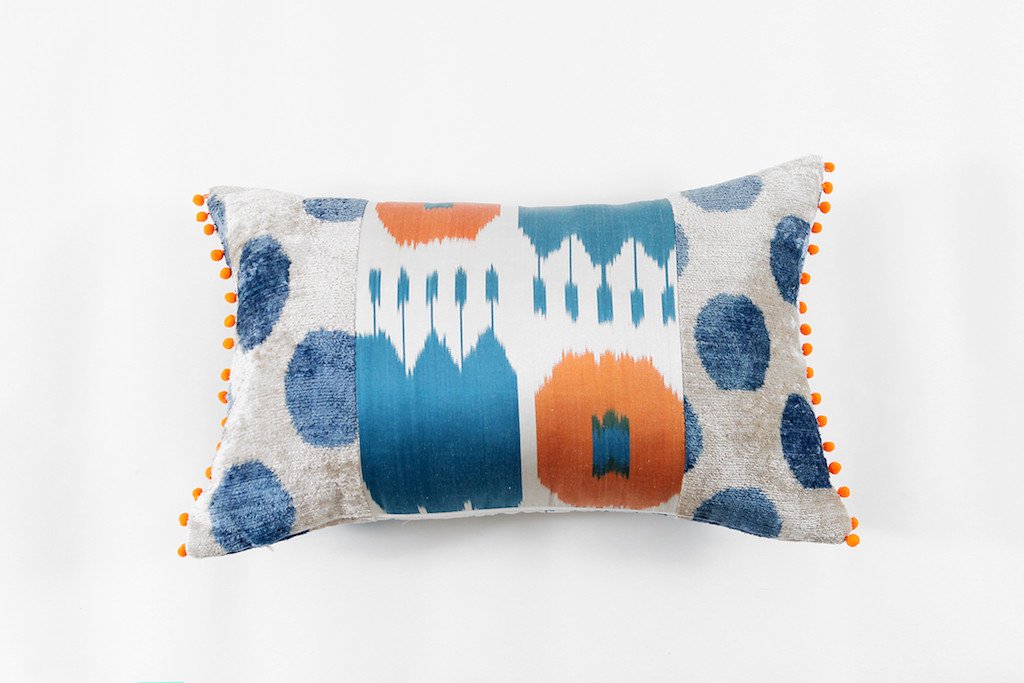 Ikat Pompom Pillow