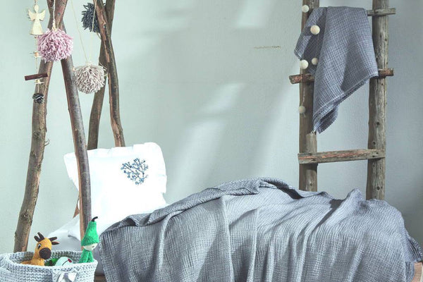 Mimosa Organic Cotton Bed Cover-Grey