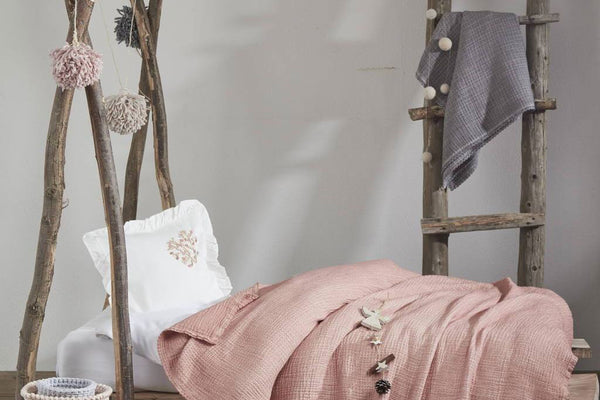 Mimosa Organic Cotton Bed Cover-Pink