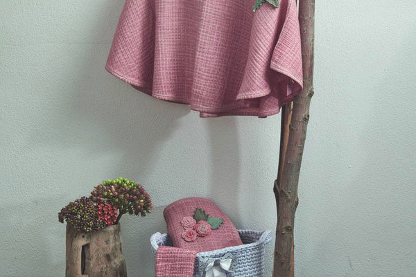 Organic Cotton Poncho Set-Pink