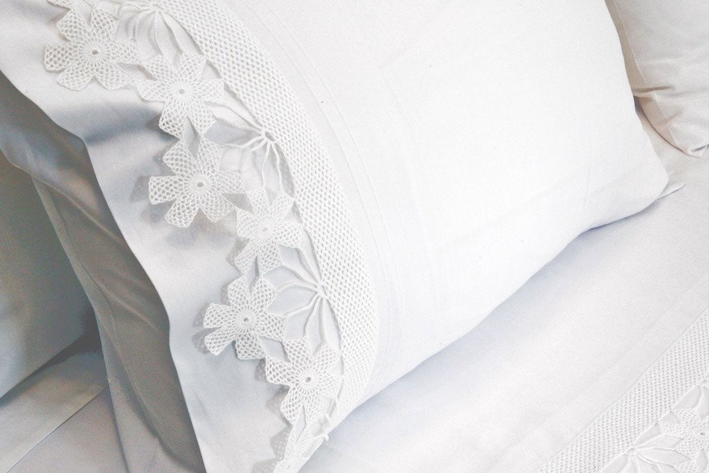 White Daisy Crochet Organic Cotton Bedding