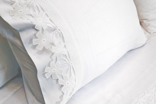 White Daisy Crochet Organic Cotton Bedding