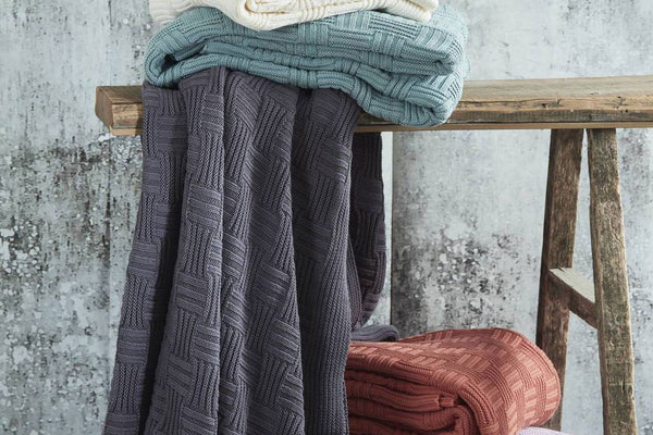 Woven Blocks Cotton Throw Blanket