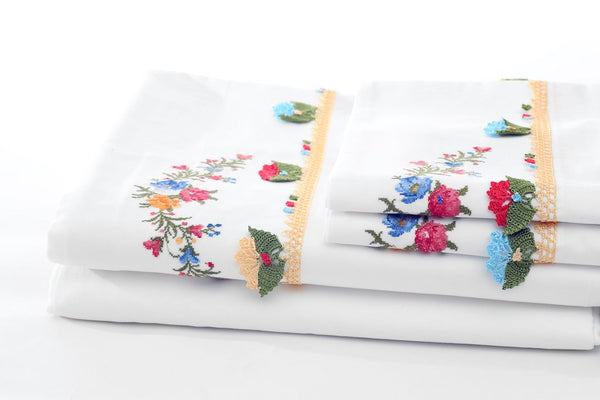 yellow joy sheet set folded
